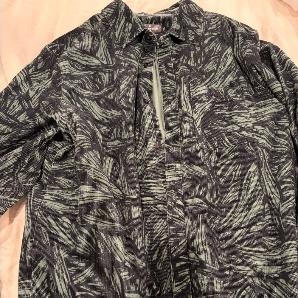 Men's Green and Black Patterned Shirt Jacket
